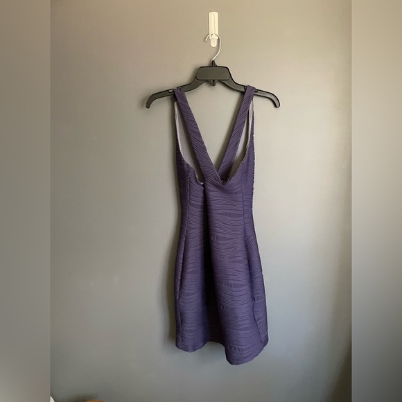 Abi Ferrin Purple Criss Cross Back Bodycon Midi Dress Size Medium - Picture 2 of 5